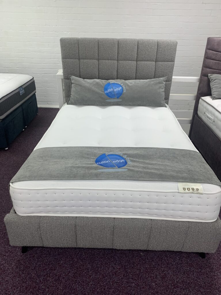 Chic boucle double bed with pocket sprung mattress — Daz's Deals at Cuttin Edge Carpets & Beds Halifax